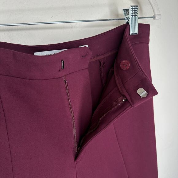 Vince Tapered Stove Pipe Pintuck Seamed Burgundy Ponte Knit Pants Trousers 10 - Picture 6 of 15